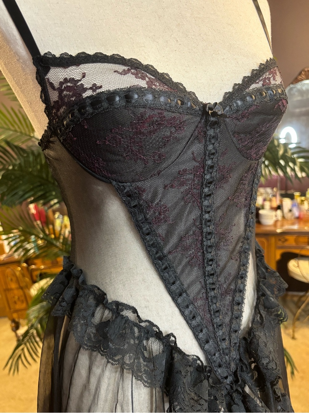 Juliana black sheer slip dress